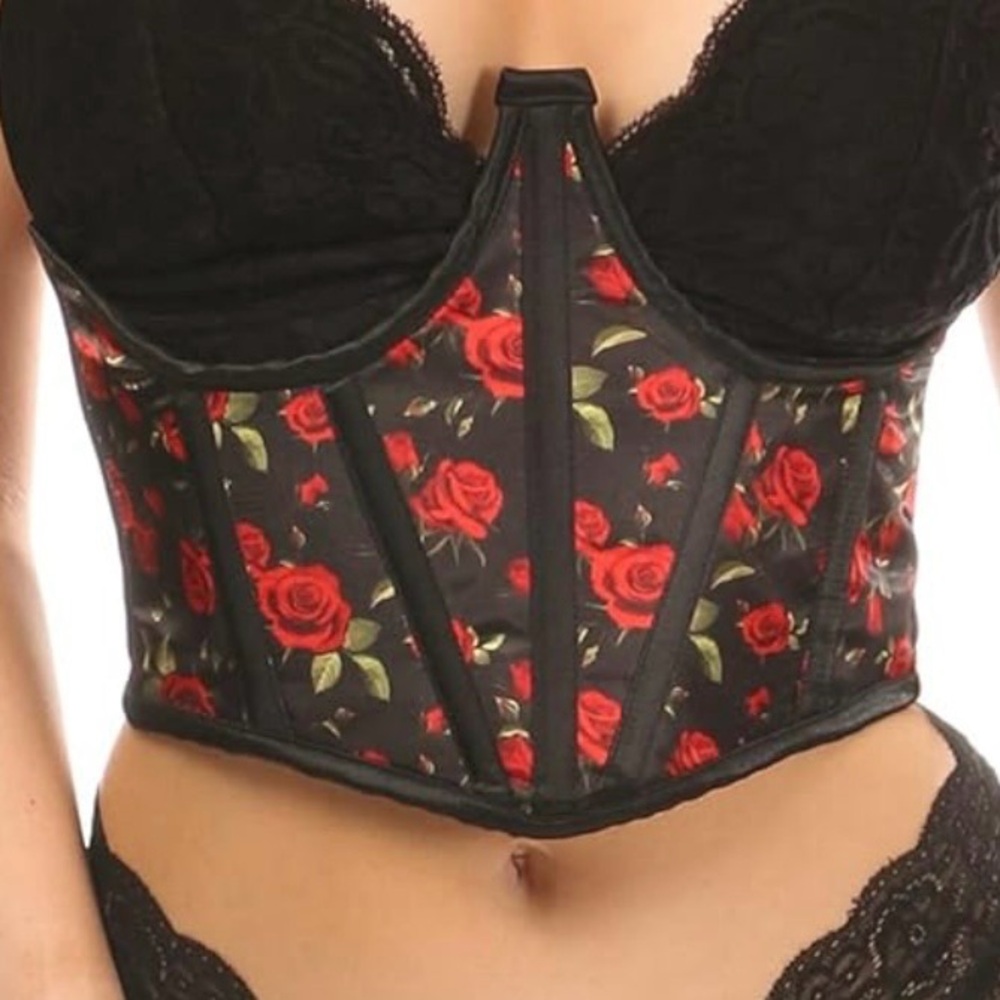 Daisy corsets Black and Red Floral Corset